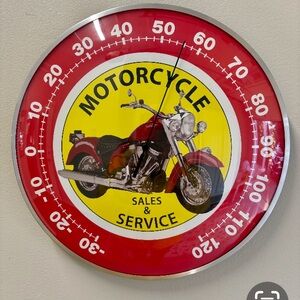 Red and Yellow Motorcycle Wall Thermometer